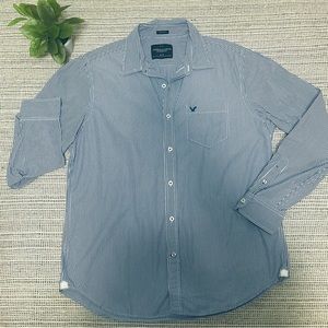 American Eagle Men's XL long sleeve striped button down shirt "Athletic Fit"